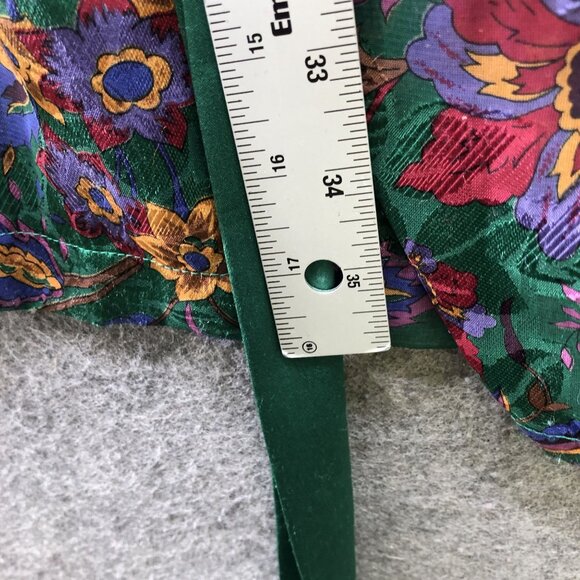 Vintage Victoria' Secret Kimono Robe Womens OS Green Floral Jacquard Chiffon - Picture 8 of 9